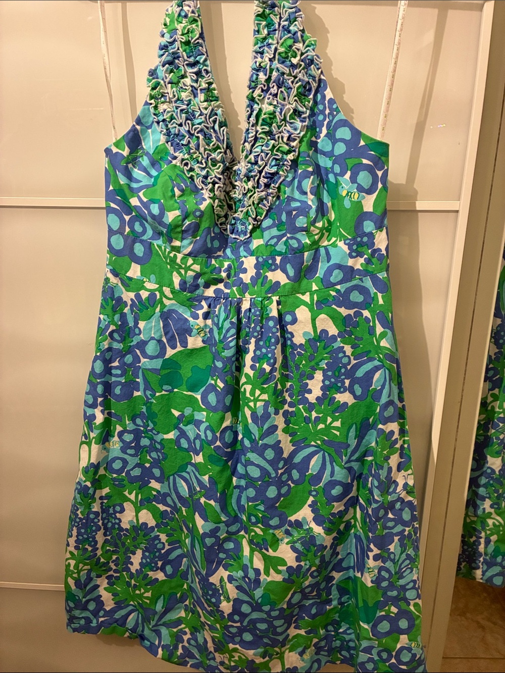 Lily Pulitzer Green & Blue Floral Halter Summer Dress